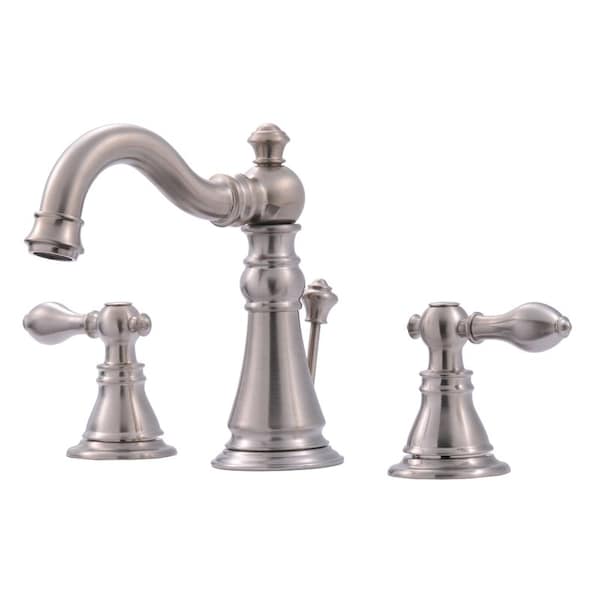 Ultra Faucets Signature Brushed Nickel Widespread Bathroom Sink Faucet 6-10 in. UF55113 - main